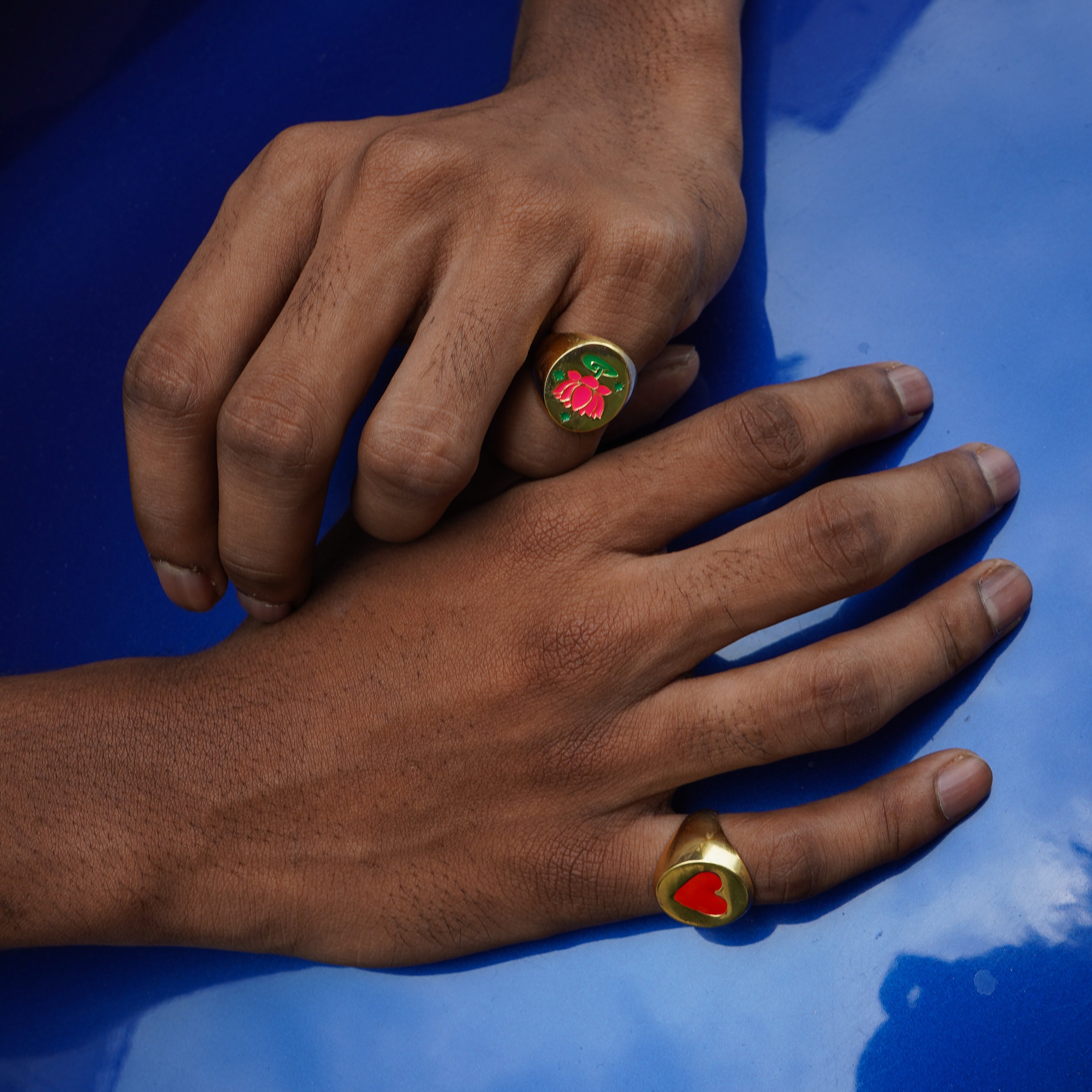 Heart Enamel Signet Ring