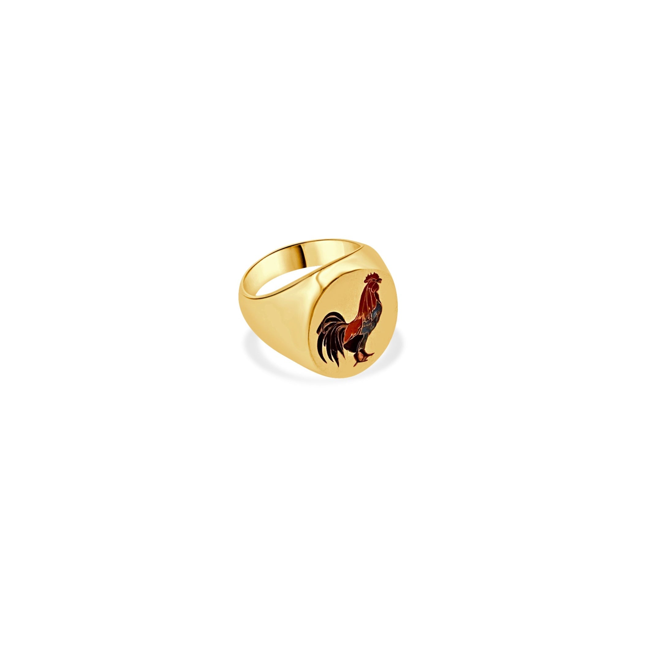 Koli Rooster Enamel Signet Ring